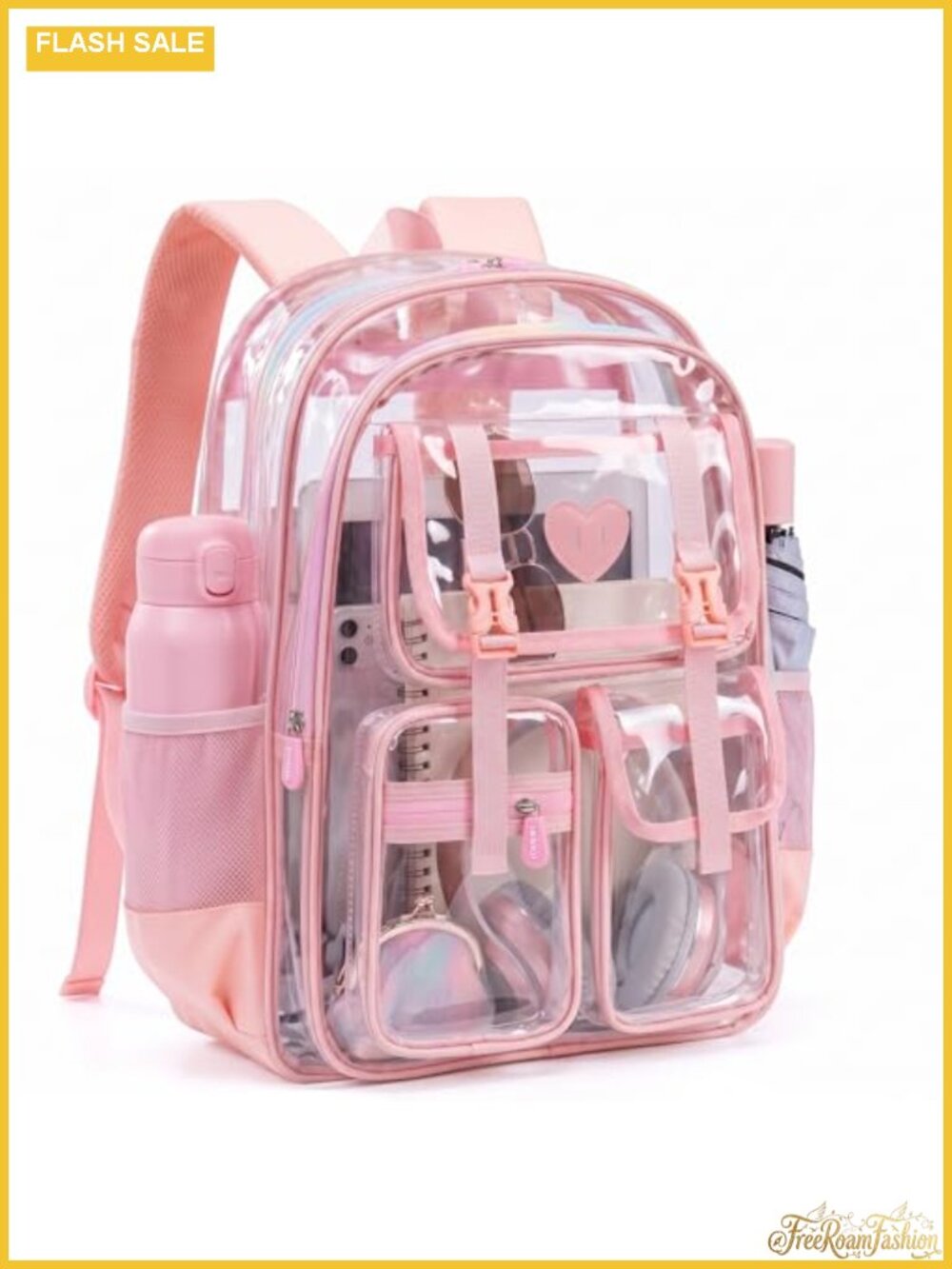 Clear Transparent Backpack Stadium Approved Security Check Heavy Duty PVC